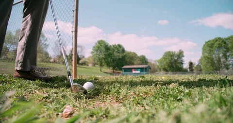 Medium golf ball hit slow motion Stock Footage 94342891