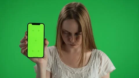 Medium green screen, chroma key shot of a posessed female, woman figure, ghost 写真素材