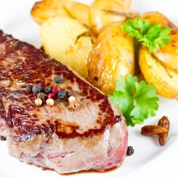 Medium grilled steak Stock Photos