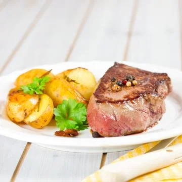 Medium grilled steak Stock Photos