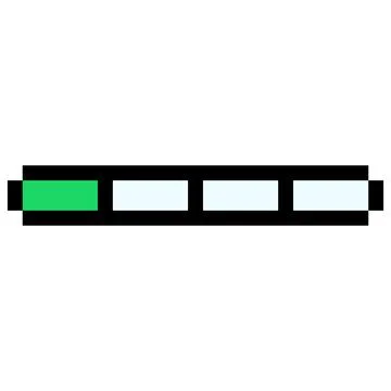 Medium health progress status bar energy level pixel art style icon green color Stock Illustration