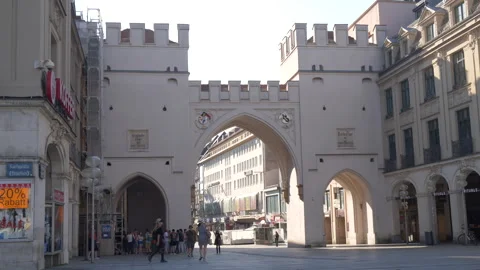 Medium of the Karlstor Gate in old town Munich, Germany early morning Stock-Footage 284498261