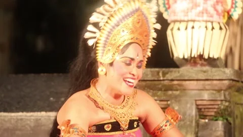 Medium of Local Lady doing a Traditional Dance, Bali, Indonesia Stock Footage 131153884