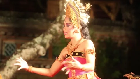 Medium of local Lady doing a traditional Dance, Bali, Indonesia Stock Footage 131154143