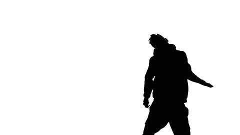 Medium long shot of guy dancing hip hop, freestyle, street dance, silhouette Stock Footage 130319386