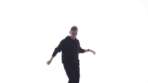 Medium long shot of guy dancing hip hop, freestyle, street dance, isolated Stock Footage 130326428