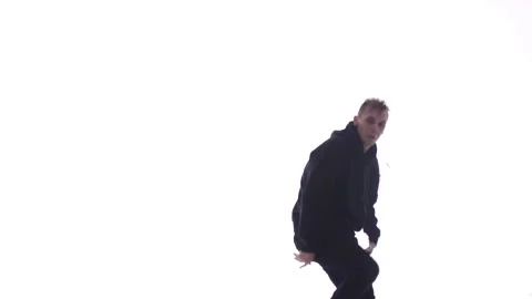 Medium long shot of guy dancing hip hop, freestyle, street dance, isolated Stock Footage 130326487