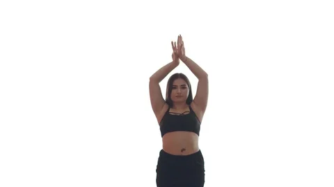 Medium long shot of a woman dancing oriental belly dance, isolated Vídeo Stock 129052766