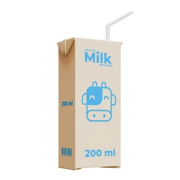 Medium Milk Front Left View 3D Render Illustration Stock Illustration