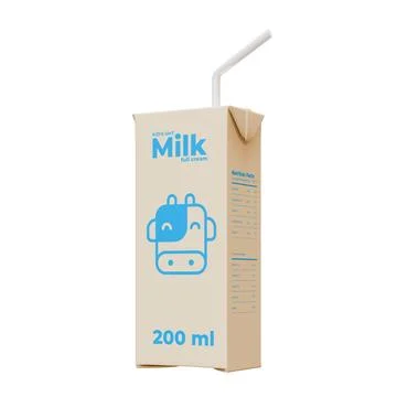 Medium Milk Front Right View  3D Render Illustration Stock Illustration