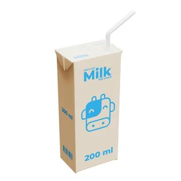 Medium Milk Isometric Front Left View 3D Render Illustration Stock Illustration