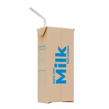 Medium Milk Rear Left View 3D Render Illustration Stock Illustration