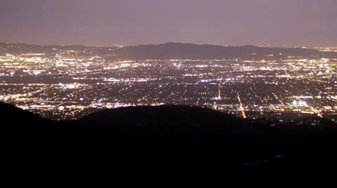 Medium night view of East los angeles from mountain Stock Footage 60609072