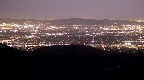 Medium night view of East los angeles from mountain Stock Footage 60715635