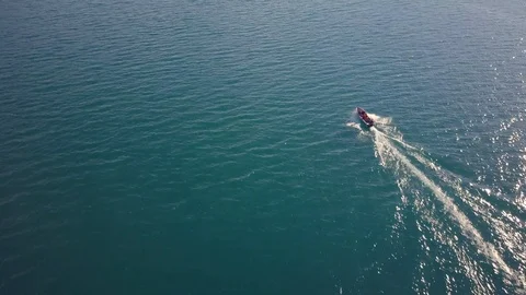 Medium Overhead Small Boat 4K Stock Footage 100686680