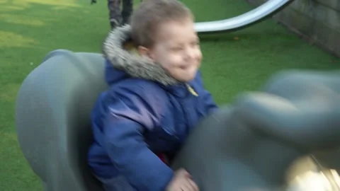 Medium plan Portrait of One cute little Sibling Child preschool boy having fun Stock Footage 173289166