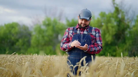 Medium portrait of professional farm worker in field, simple rural lifestyle. Stock Footage 341566003