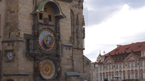 Medium of the Prague Astronomical Clock ringing at the top of the hour Stock-Footage 284791100