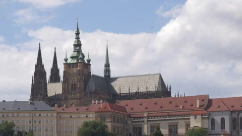 Medium of Prague Castle and St Vitus Cathedral on a sunny day in Czech Republic Video stock 284806536
