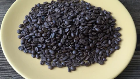 Medium quality coffee beans. The process of drying coffee beans not good quality Video stock 101067011