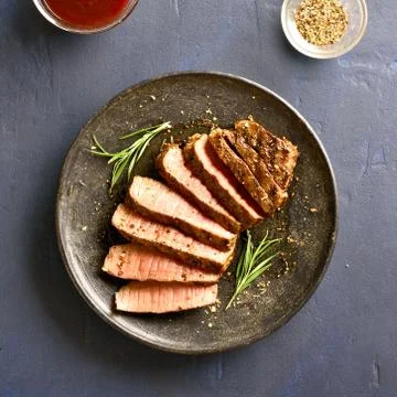 Medium rare roast beef Stock Photos