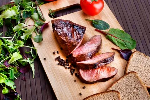 Medium Rare Roast Beef steak Stock Photos