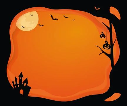 Medium rectangle banner size Halloween template background with border Stock Illustration