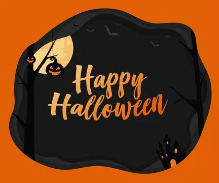 Medium rectangle banner size Halloween word background with border Stock Illustration