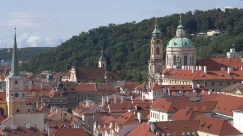 Medium of red rooftops of Mala Strana neighborhood in Prague on sunny day Видео 284793647