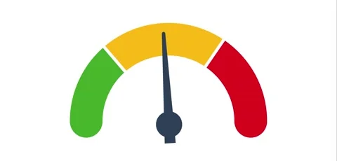 Medium Risk Guage Level Animation on White Background Stock Footage 236417208