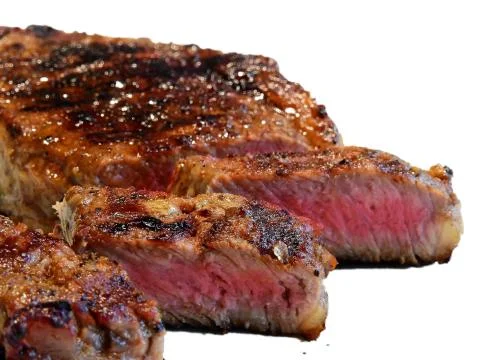 Medium-roasted steak with a white background Stock Photos