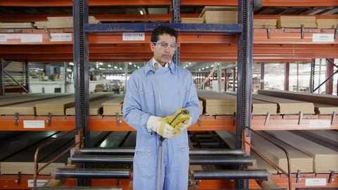 Medium Shot, 10 Seconds Or Greater, Working, Manual Worker, Industry, Warehouse, Stock Footage 94047137