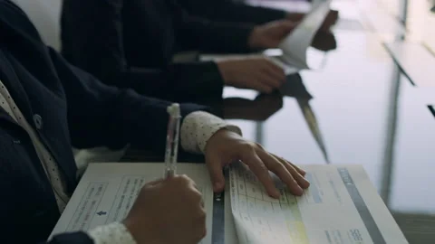 Medium shot on 4k RED camera. Group of Japanese business people work together in Stock Footage 199461201