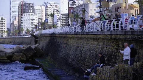 Medium shot, Beirut seashore Stock Footage 61888327
