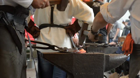 Medium shot of blacksmith arms Stock Footage 34883262