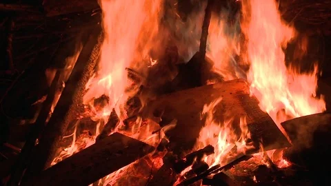 Medium shot of bonfire Stock Footage 75242524