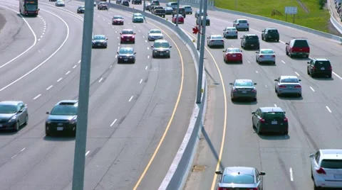 Medium shot both directions of highway traffic Video stock 67423671