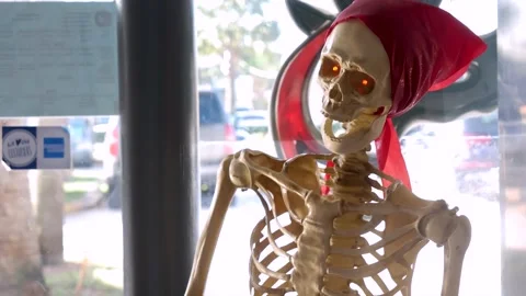 Medium shot of cackling pirate skeleton, haunted pirate ship concept, Stock Footage 167625319