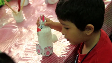 MEDIUM SHOT. Children doing school activities in the kindergarten. Stock Footage 48505781