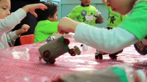 MEDIUM SHOT. Children doing school activities in the kindergarten. Stock Footage 48846430