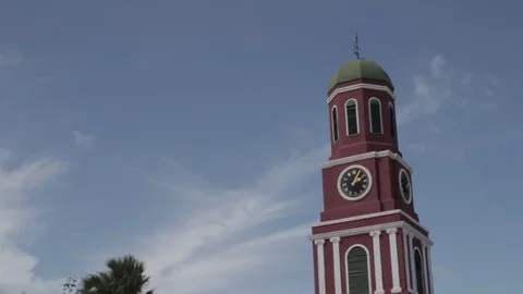 Medium Shot of Clock tower  at the Garrison Savannah in Barbados Stock Footage 72472136