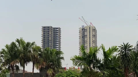 A medium shot of constructed building from far Stock Footage 252763806