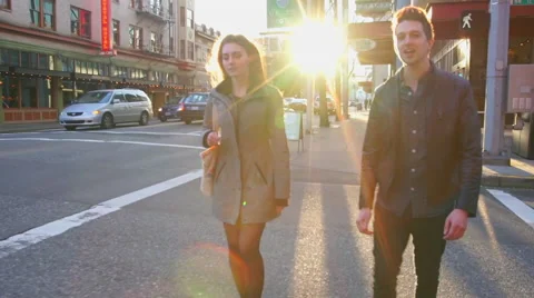 Medium shot of couple walking together Video stock 62470192