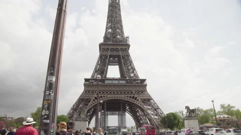 Medium Shot Of The Eiffel Tower In Paris, France In April Spring 4K Stock Footage 205857844