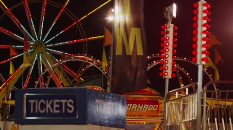Medium shot of Ferris Wheel and amusement park at night / Salt Lake City, Utah, Stock Footage 42565113