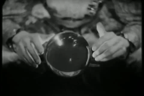 Medium shot of  fortune teller with crystal ball Stock Footage 25208149