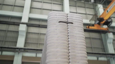 Medium shot Gimbal move Cement 3D Printing structure 50fps Stock-Footage 246377791