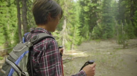Medium shot of hiker walking Stock Footage 59130827