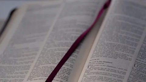 Medium Shot of Holy Scriptures on Psalm 23 Stock Footage 74597210