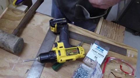 Medium shot Installing pocket hole screw. Stock Footage 81714473